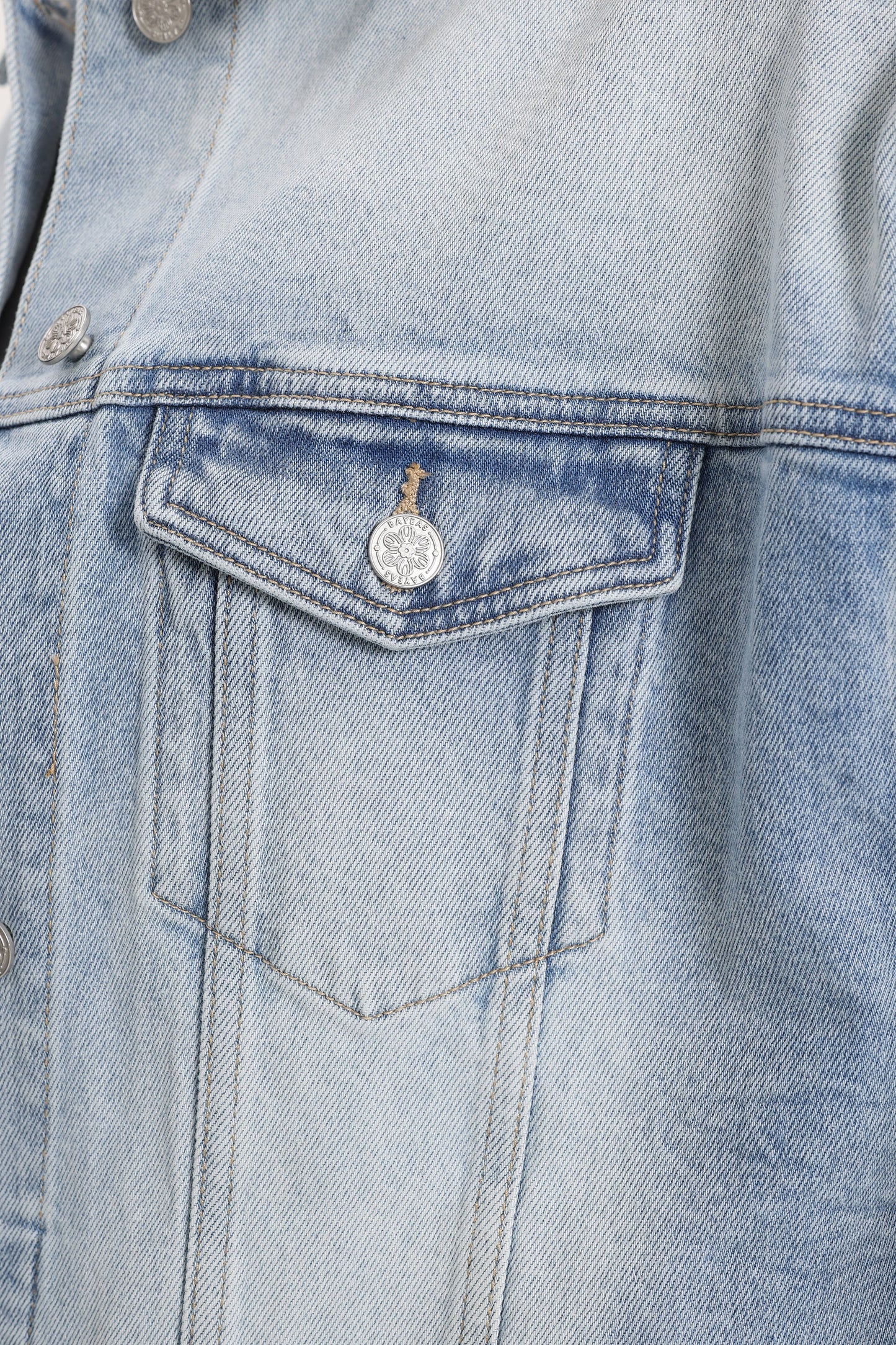 Bayeas Gaia Ombre Wash Eyelet Detail Long Sleeve Denim Jacket