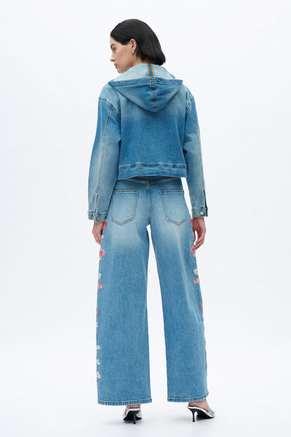 Bayeas Tokio 32" Floral Embroidered High Rise Barrel Jeans
