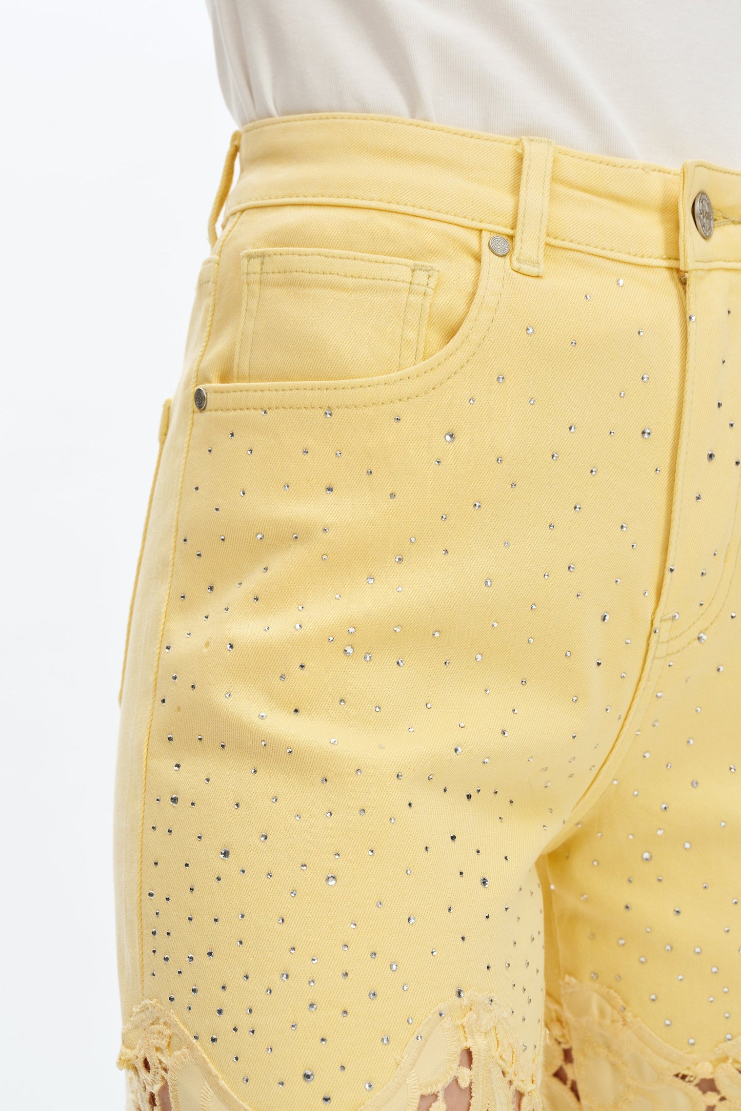 Bayeas Flora high Rise Butter Yellow wide leg jeans