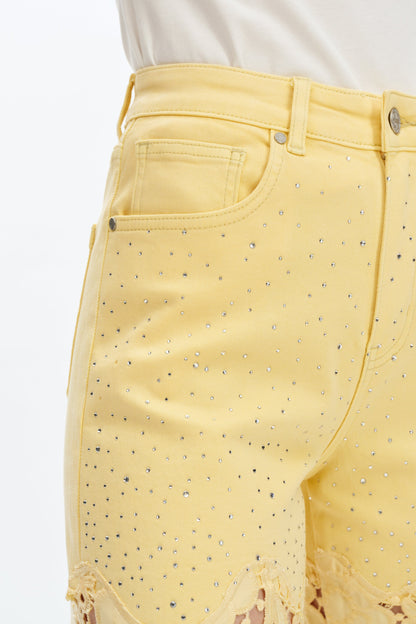 Bayeas Flora high Rise Butter Yellow wide leg jeans
