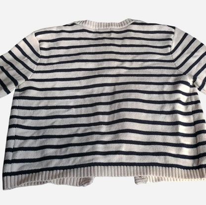 NWT H&M Black and White Striped Knitted Cropped Cardigan Size M